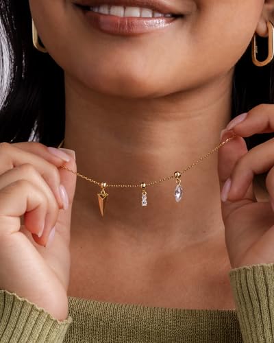 PAVOI 14K Gold Plated Dainty Necklace with Removable Charms Set for Women | 2 and 3-Pack Small Motif & Mantra Pendants, Adjustable Chain Gold Charm Necklace, Cute Jewelry Gifts - style: Minimalist Pack