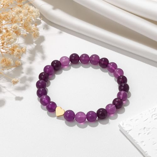 Healing Bracelet For Women Anxiety Beaded Bracelets Jewelry Healing Stone Crystal Bracelet Stress Relief Yoga Beads Chakra Bracelets Gifts For Women pink - color: Heart-Amethyst