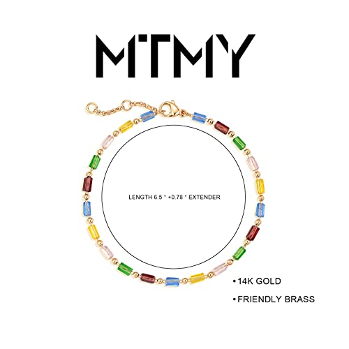 Gold Chain Bracelet for Women, 14K Gold Plated | Dainty Bracelets with Adjustable Chain, Trendy Jewelry Gift for Women - style: Colorful chain