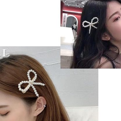 10pcs Pearl Bow Hair Clips，Hair Barrettes Accessories Girls and Women，Faux Pearl Hair Barrette，Decorative Bobby Pin Barrette，Bow Pearls Hairpin，Non-Slip Duckbill Clip，Non-Slip Hairpin Pearls Barrette