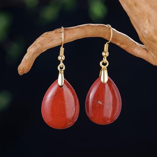 Boho Multiple Style Natural Stone Earrings for Women Unique Healing Gemstone Energy Hypoallergenic Lightweight Dangle Drop Earrings Multiple Styles Earrings Jewelry for Birthday Party Gift - style: Red Agate