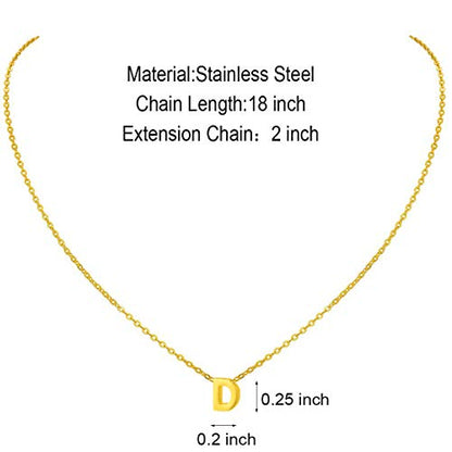 MOMOL Tiny Initial Necklace 18K Gold Plated Small Letter Necklace Personalized Name Necklace for Women - color: Gold D