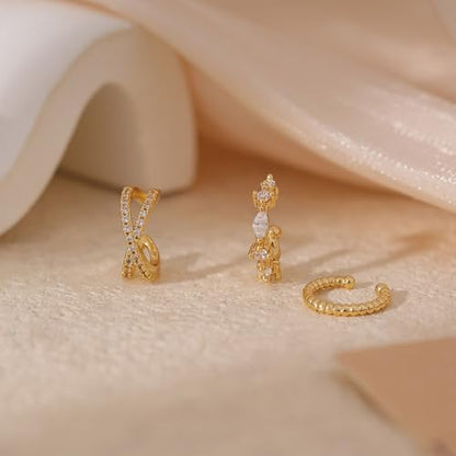 Ear Cuff Earrings for Women Non Piercing,Dainty 14K Gold Plated Chain Cartilage Earrings Set Gold Statement Cuff Earring Stack Fashion Cartilage Earrings for Women Trendy Gold Jewelry - color: ear cuff1-Gold