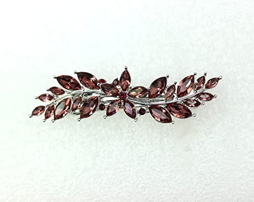 Faship Burgundy Small Floral Hair Barrette Clip - color: Burgundy