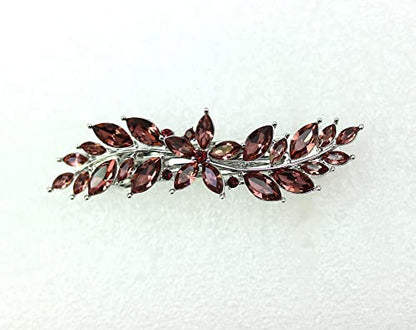 Faship Burgundy Small Floral Hair Barrette Clip - color: Burgundy