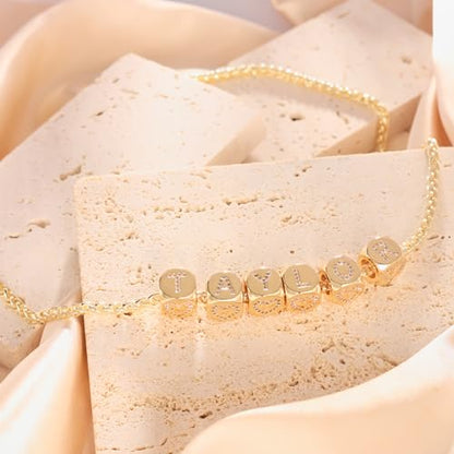 Letter Charms for Necklace and Bracelets,14K Gold Plated Women's Bead Charms, A-Z Alphabet Initial Beads Name Pendant DIY Jewelry Birthday Gift for Women - style: Charm-R
