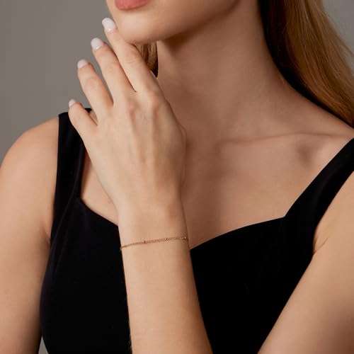 18K Gold Plated Pearl Beaded Cross Bracelets for Women Adjustable Stainless Steel Dainty Thin Gold Box Cuban Twisted Link Chain Bracelet Bridesmaid Jewelry Gifts - color: Satellite-Gold