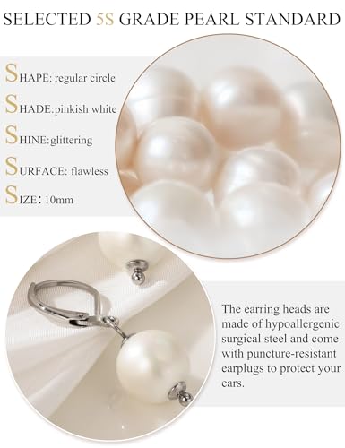 5 Pairs Pearl Earrings for Women Hypoallergenic Ball Studs Earrings Set Women 316L Surgical Steel Silver Pearl Earrings Birthday Valentines Day Gifts - color: A003-silver
