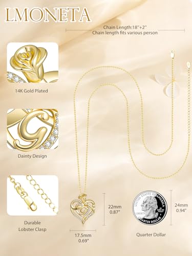14k Gold Heart Initial Necklaces for Women, Dainty Letter Pendant Chain Necklace, Letter A to Z Initial Jewelry, Anniversary Birthday Gifts for Her Wife Mom Daughter - style: Letter G