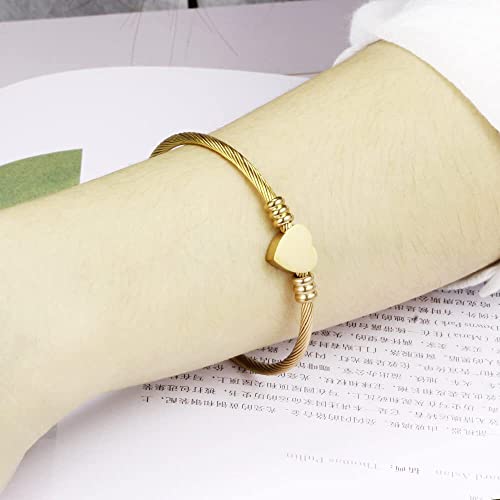 MYNENEY Necklace and Bracelet for Women Stainless Steel Initial Jewelry Set - color: Gold-not customized