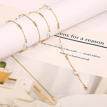 Adjustable 18k Gold Plated Waist Chain, Beach Bikini Body Chain, Handmade Boho Belly Chain - color: F. pearl-baroque