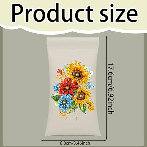Diamond Art Painting Eye Glass Bag PU Sunglasses Glasses Storage Bag Built-in Glasses Cloth Press Automatic Closure - color: 2pcs-04