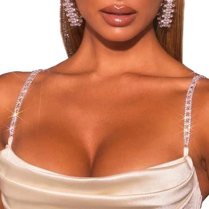 1Pair Rhinestone Shoulder Strap Chain Jewelry for Women Sexy Bridal Crystal Shoulder Lingerie Chain Rhinestone Wedding Body Bra Straps Dress Jewelry Accessories - color: Silver