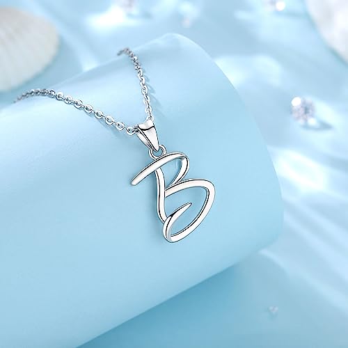 EUDORA Sterling Silver Initial Necklaces for Women, Classic 26 Letter Neckless Gifts for Girls, Sister, Mother Daughter, 18 inch Chain - style: B