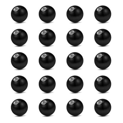 vcmart 16G 3mm Replacement Balls & 14G 5mm Piercing Balls Externally Threaded Nipple Industrial Tongue Belly Nose Lip Ear Piercing Barbell Parts - color: 2 -16G, 3mm balls, black 20pcs