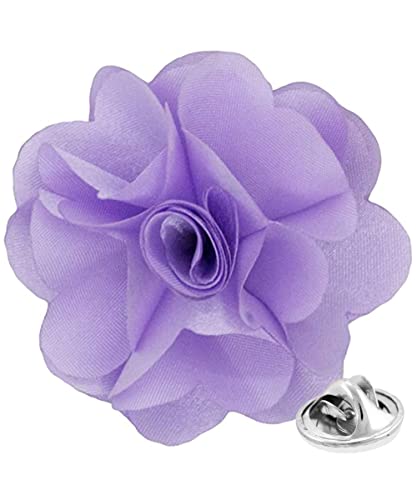 Premium Men's Formal Solid Color Flower Lapel Pin - Boutonniere for Men, Brooch Pin - color: Lavender