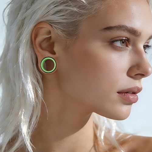 DOEARKO 2Pcs Ear Gauges Hollow 316L Stainless Steel Double Flared Ear Plugs Tunnels Stretcher Body Piercing Earring Jewelry for Women Men 2G(6mm)-1"(25mm) - color: B&G, size: 8mm(0G)