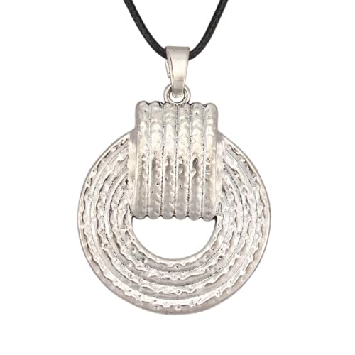 Boho Necklaces for Women Chunky Circle Necklace Bohemian Necklaces | Chunky Boho Necklace for Women Layered Boho Circle Leather Choker Necklace Long Vintage Necklaces Bohemian Jewlery Gifts - style: Boho Chunky Necklace