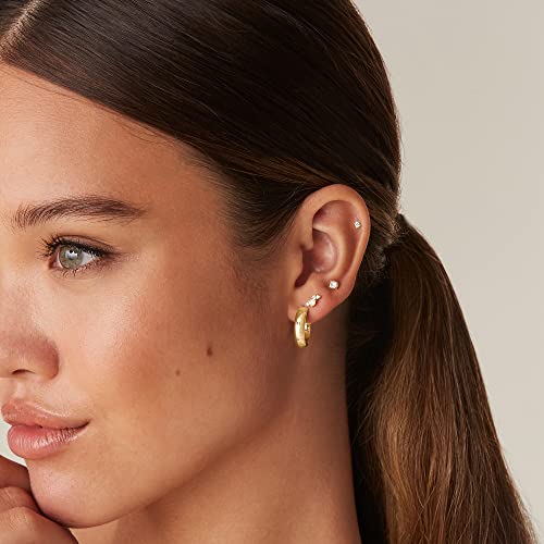 PAVOI 14K Gold Plated Wide Flat Edge Hoop Earrings for Women | Rose, White and Yellow Gold Hoops | Hypoallergenic Jewelry - color: Yellow Gold, size: 16 Millimeters