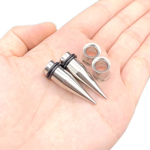 HEKEUOR 9MM Screw Fit Ear Gauges Taper Plug Tunnel Stretching Body Piercing Jewelry for Women Men - color: Silver