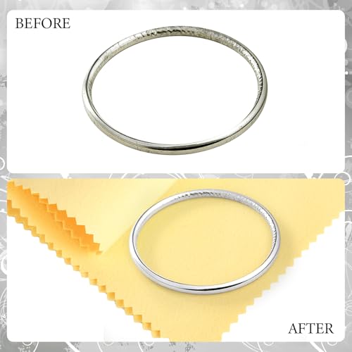 12 Pcs Jewelry Cleanning Cloth with Tube 7 x 6 Inch Silver Polishing Cloth Brass Cleaner for Sterling Silver Brass Gold Copper, Individually Wrapped(Yellow) - color: Yellow