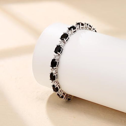 Crysdue Wedding Bridal Bracelets for Brides, Cubic Zirconia Tennis Birthstone Jewelry Gift for Women Prom - style: A_Black, 6.8-8.2"
