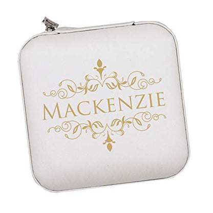 The Wedding Party Store Monogrammed Customized Small Compact Travel Jewelry Box Organizer Case (White) - color: White