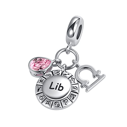 GMXLin Birthday Teardrop Birthstone Constellation Charm for Women Pandora Bracelets Horoscope Zodiac Sign Anniversary Dangle Bead for Mom Grandma Sister Best Friends - style: Libra(9.23-10.23)