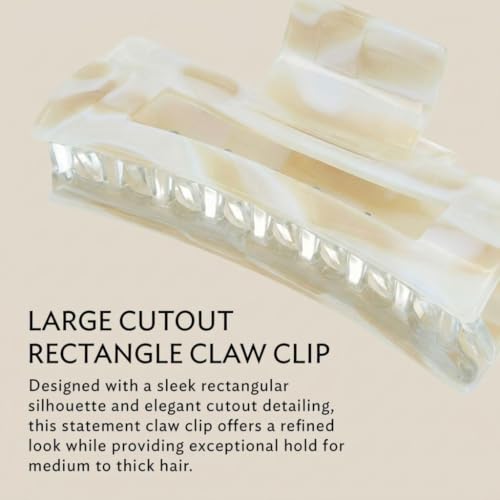 France Luxe Large Rectangle Hair Claw Clip, Thick Hair, Secure Hold, Alba | Handmade in France, Strong Spring Clasp, Smooth Contoured Teeth, Lightweight Comfort, For Thick, Curly & Long Hair - color: Alba