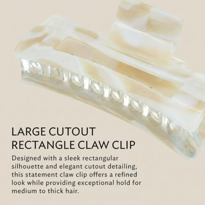 France Luxe Large Rectangle Hair Claw Clip, Thick Hair, Secure Hold, Alba | Handmade in France, Strong Spring Clasp, Smooth Contoured Teeth, Lightweight Comfort, For Thick, Curly & Long Hair - color: Alba