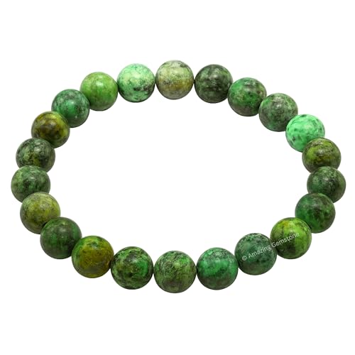 Amazing Gemstone African Turquoise Crystal Bracelet for Women Men's Gifts - Protection Healing Crystal Bracelet - 8mm Gemstone Beaded Stretchable Bracelet Pulseras Para Hombres Mujer Stocking Stuffers Mothers Day Gift - color: African Turquoise