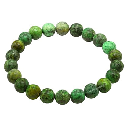 Amazing Gemstone African Turquoise Crystal Bracelet for Women Men's Gifts - Protection Healing Crystal Bracelet - 8mm Gemstone Beaded Stretchable Bracelet Pulseras Para Hombres Mujer Stocking Stuffers Mothers Day Gift - color: African Turquoise