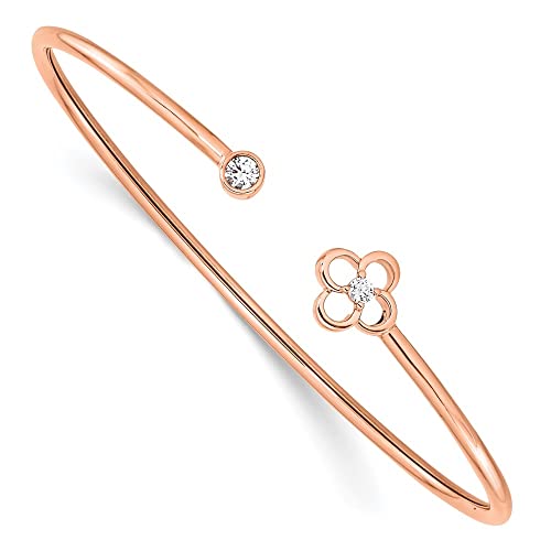14k Rose Gold 0.17Ct Lab Grown Diamond Bangle Bracelet VS-SI Clarity, G-H Color
