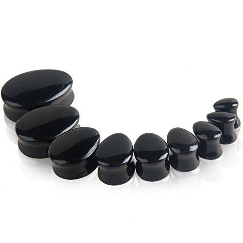 HQLA 1 Pair Teardrop Black Obsidian Natural Stone Plug Tunnels Ear Gauges Expanders Stretcher Body Piercings - style: 2g(6mm)