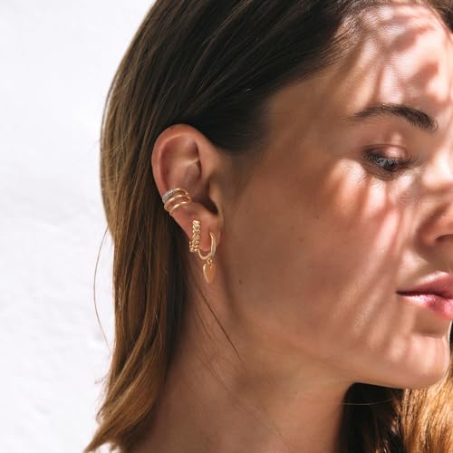 Gold Ear Cuff Earring for Women 14K Gold Plated Cubic Zirconia Non-Pierced Clip on Cartilage Chunky Ear Cuffs Hypoallergenic Jewelry - style: cz triple
