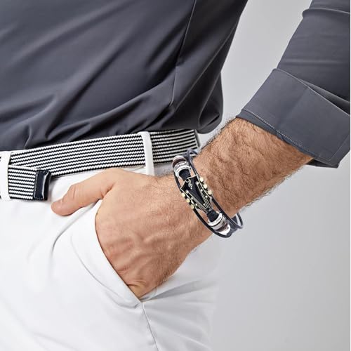 Angyape Retro Faux Leather Guitar Bracelet, Zinc Alloy Rock Music Guitar Leather Bracelet Punk Handmade Braided Multi-Layer Wrap Guitar Shape Decorative Cuff Bracelet Musical Enthusiast Gift - color: Black