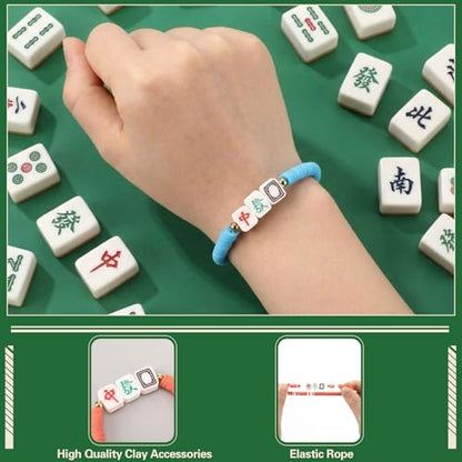 Liliaafar 20 Pcs Inspirational Friendship Bracelets Bulk Adjustable Motivational Beaded Bracelets for Back to School Teacher Gifts Classroom Party Favors - style: Mahjong Polymer Clay