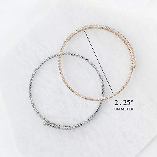 NTLX Crystal Bracelet for Women - Rhinestone Coil Bangle Bracelet – Flexible & Adjustable - Silver & Gold Plated - Bridal, Wedding, Prom, Party, Pageant, Evening, Casual, Tennis Bracelet with Gift Box - color: Gold