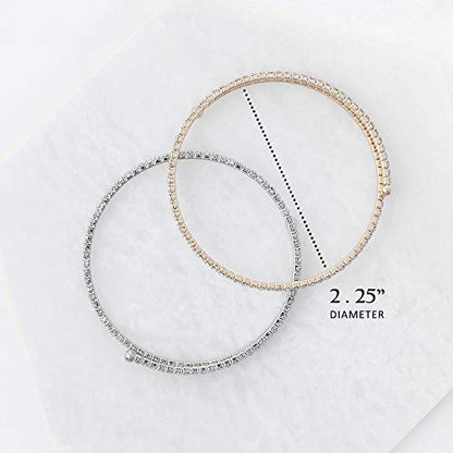 NTLX Crystal Bracelet for Women - Rhinestone Coil Bangle Bracelet – Flexible & Adjustable - Silver & Gold Plated - Bridal, Wedding, Prom, Party, Pageant, Evening, Casual, Tennis Bracelet with Gift Box - color: Gold