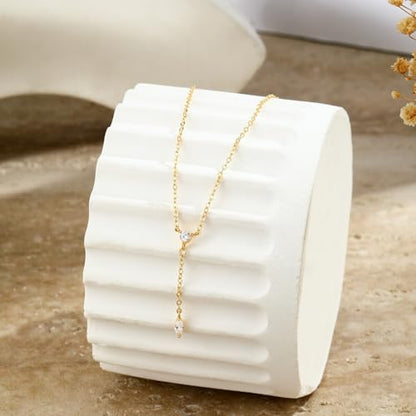 VIROMY Gold Long Y Necklaces for Women Trendy - Dainty Lariat Chain Drop Pendant Necklace for Women Gold Statement Jewelry - color: Y Necklace 03
