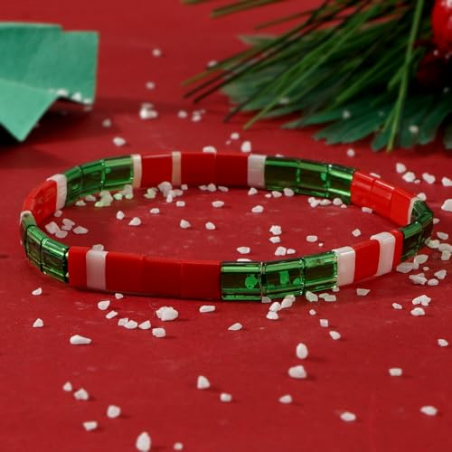 Candy Colorful Tila Flat Beads Bracelets for Women Trendy Unique Friendship Handmade Stackable Christmas Jewelry Gifts - color: christmas bead