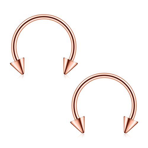 Ruifan 316L Surgical Steel CBR Horseshoe Circular Rings Nose Eyebrow Tragus Lip Ear Hoop Ring Piercing 20G 8MM 10MM 12-24PCS - style: 12PCS - 20G 5/16" w Spikes