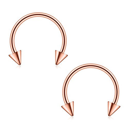 Ruifan 316L Surgical Steel CBR Horseshoe Circular Rings Nose Eyebrow Tragus Lip Ear Hoop Ring Piercing 20G 8MM 10MM 12-24PCS - style: 12PCS - 20G 3/8" w Spikes
