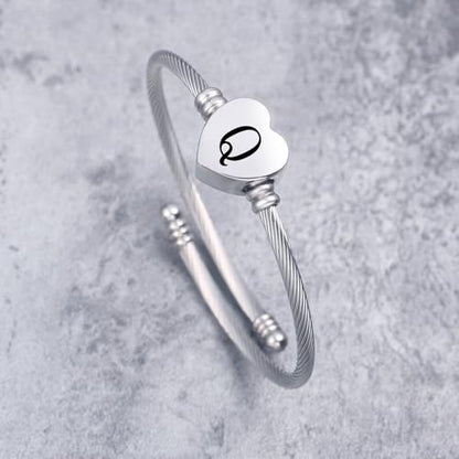 MUERDOU Initial Bracelet for Women Alphabet 26 Letters Bracelet Heart Cable Charm Bracelets Gifts for Her - style: Q