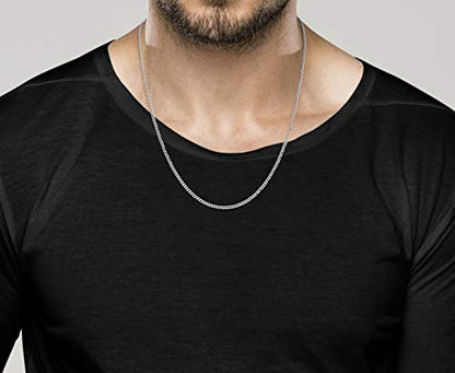 Miabella Italian 925 Sterling Silver, 18K Gold Plated 925 Sterling Silver 2.3mm Curb Cuban Link Chain Necklace Made in Italy - size: Length 22 Inches, style: sterling silver
