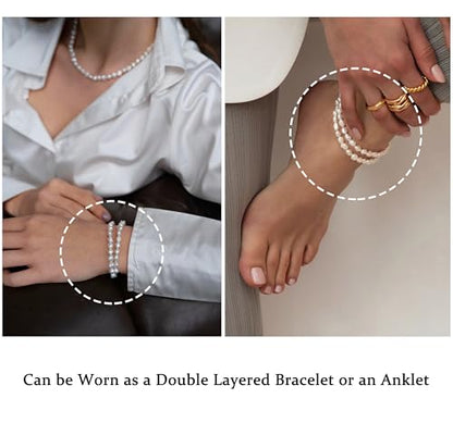Aobei Pearl Gemstone Beaded Choker Necklace for Women Boho Turquoise/Cultured Freshwater Pearls/Garnet/Amazonite Jewelry - color: O White Baroque Pearl