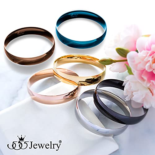555Jewelry 12mm Wide Stainless Steel Solid Slip On Bangle Bracelet for Women With Small Wrist - color: Gold (Small)