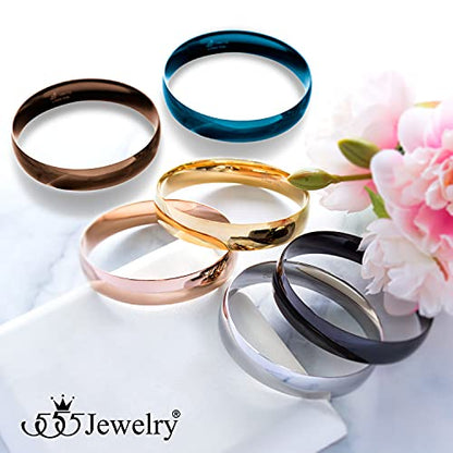 555Jewelry 12mm Wide Stainless Steel Solid Slip On Bangle Bracelet for Women With Small Wrist - color: Gold (Small)