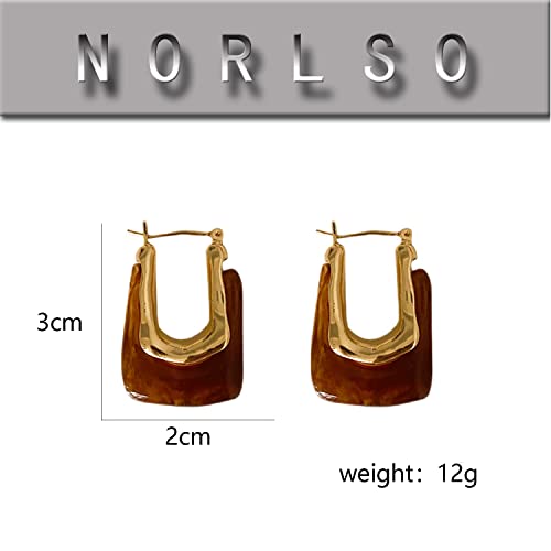 Chunky Clear Retro U Shaped Hoop Minimalist Square Resin Huggie Earrings for Women - color: Red