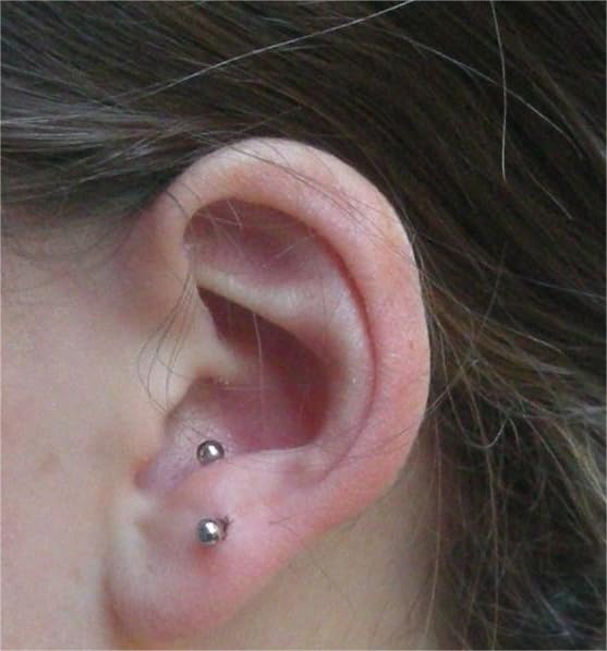 Rook Piercing Jewelry Rook Earrings for Women Eyebrow Rings Surgical Steel Vertical Labret Jewelry 16g 14g Curved Barbell Snug Daith Surface Tragus Piercing Jewelry Silver Gold - color: A4-silver-mix length